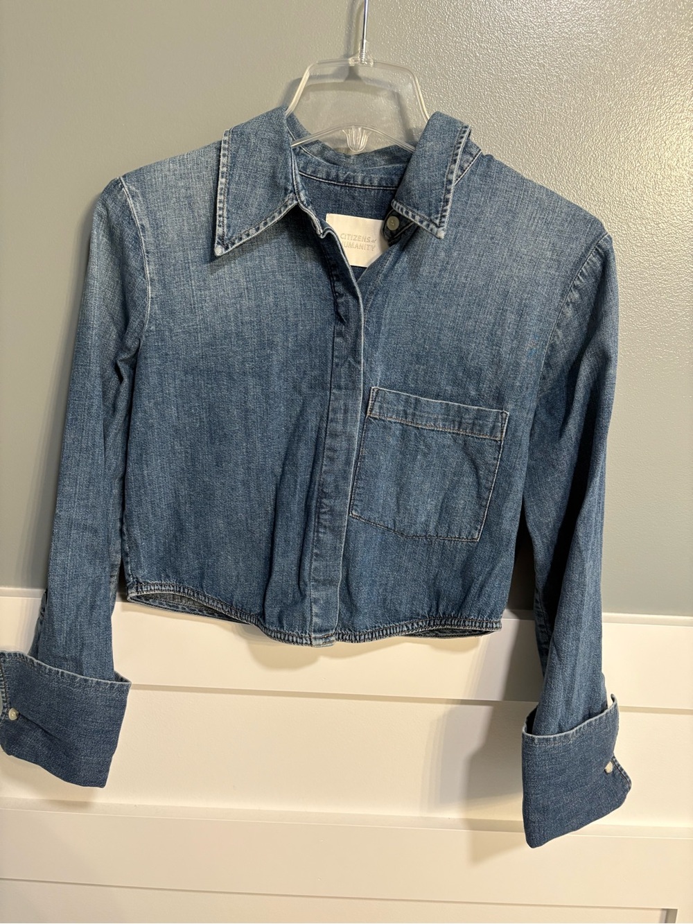 CoH Button-Front Crop Shirt - Blue
